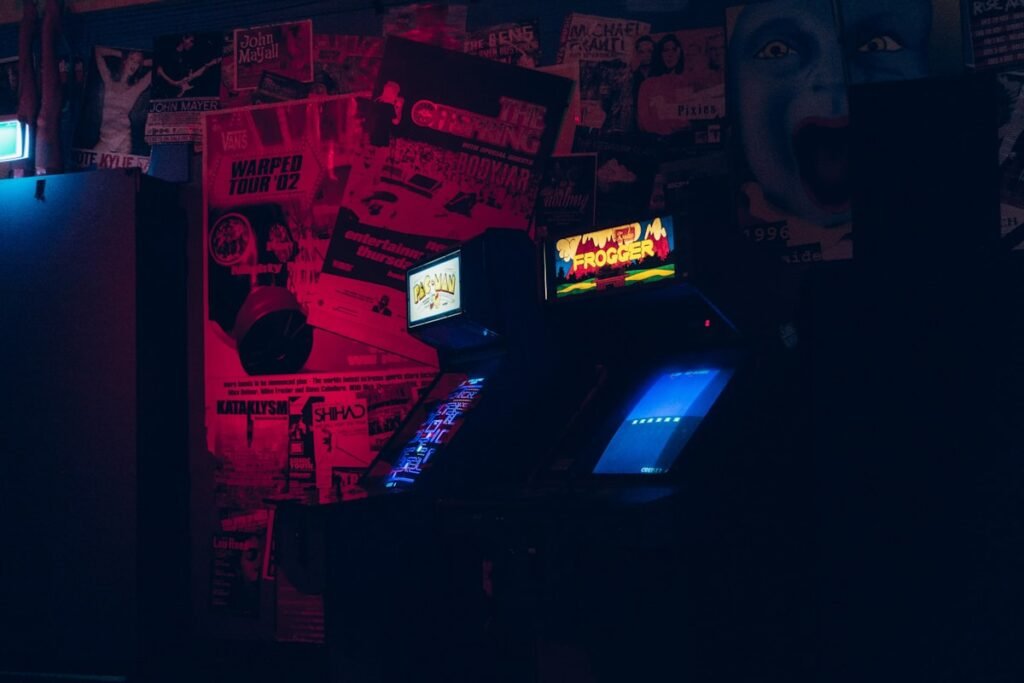 Arcade-style game cabinets, illustrating Pennsylvania skill games